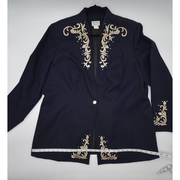 Hobby Horse Navy Blazer with Cream, Gold & Rhinestone Accents - 3X - Picture 5 of 7